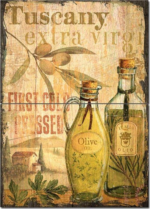 Ahşap Tablo Tuscan Zeytin Yağı Afiş Mdf Poster