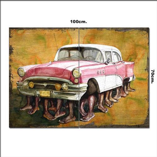 Ahşap Tablo Yürüyen Araba 70*100Cm