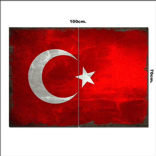 Ahşap Tablo Türk Bayrağı Şekilli 70*100Cm