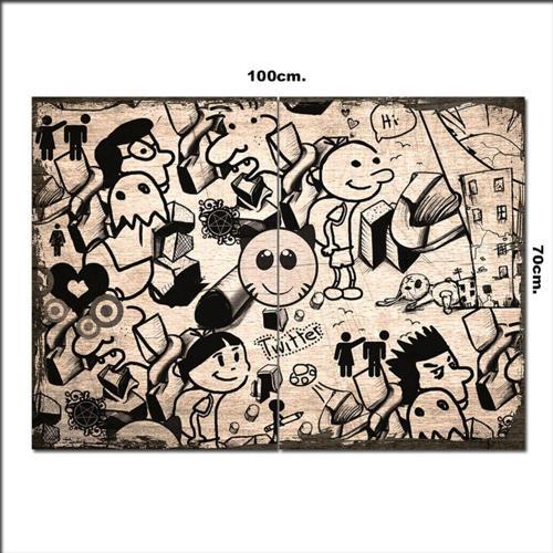 Ahşap Tablo Twitter Sosyal Paylaşım Tarz 70*100Cm