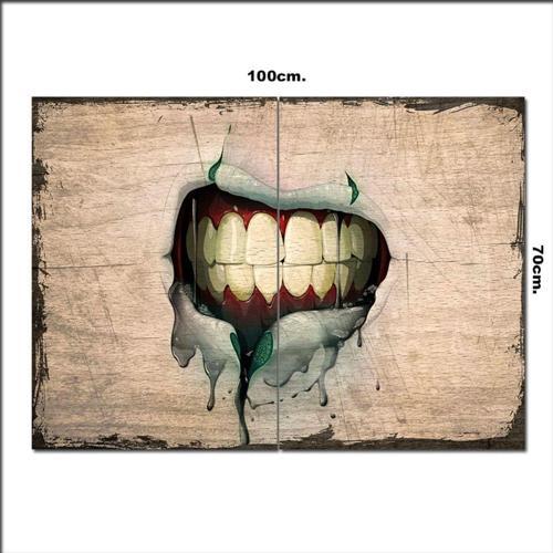 Ahşap Tablo Zombi Ağız Baskılı 70*100Cm