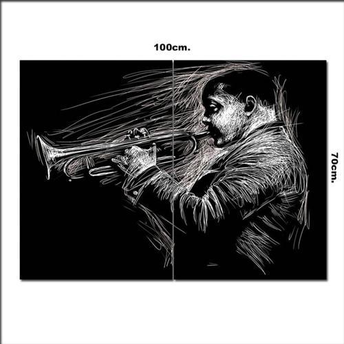 Ahşap Tablo Siyah Beyaz Jazz Sanatçısı 70*100Cm