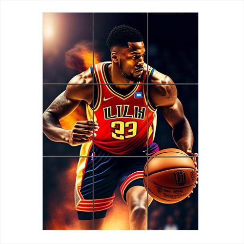 Basketbol Tasarımlı Ahşap 9 Parça Puzzle Tablo