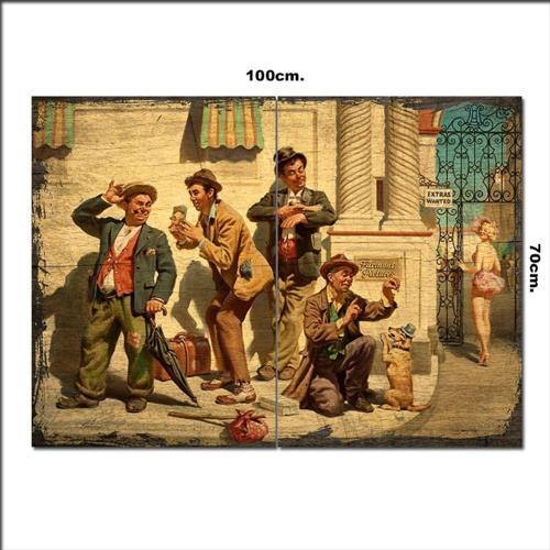 Ahşap Tablo Sokaktaki Erkek Ve Kadın Baskılı 70*100Cm