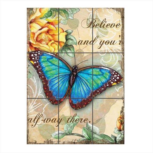 Kelebekli Kartpostal Desenli 9 Parça Puzzle Tablo