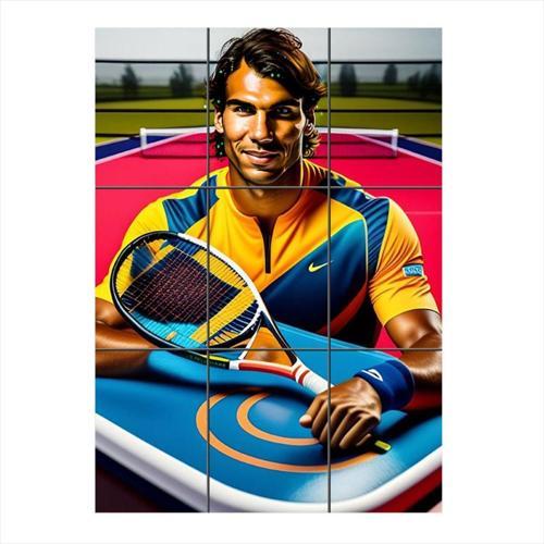 Rafaet Nadal Tenis Tasarım Mdf 9 Parça Puzzle Tablo