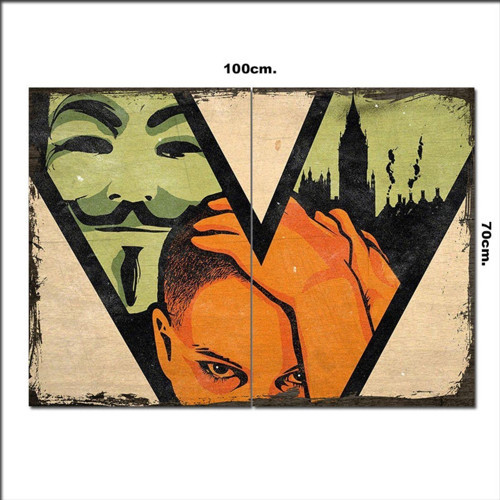 Ahşap Tablo V For Vendetta Afiş 70*100Cm
