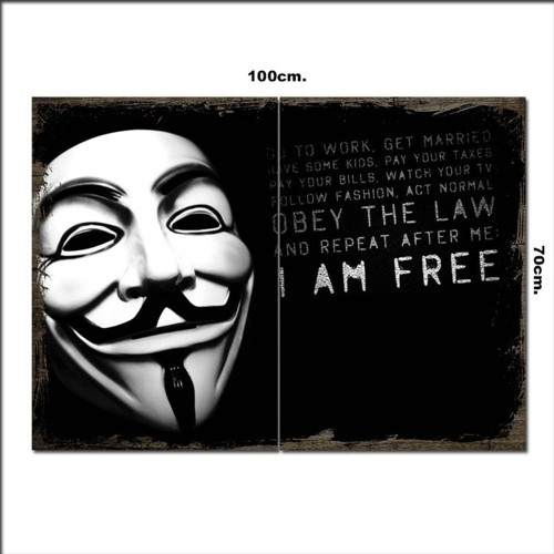Ahşap Tablo V For Vendetta 70*100Cm