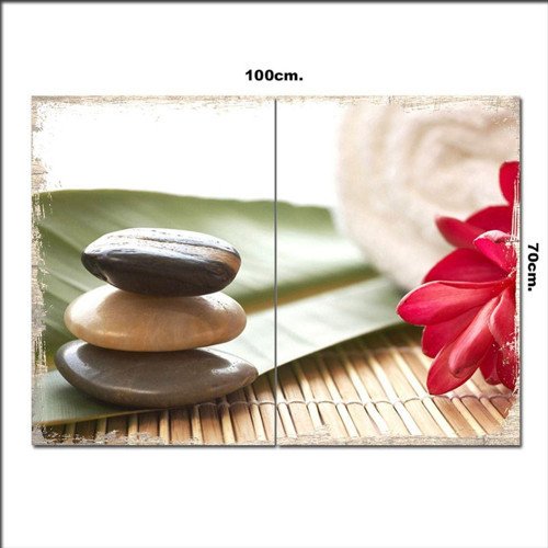 Ahşap Tablo Spa Taşlar Ve Çiçek 70*100Cm