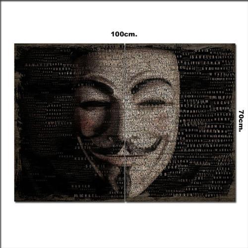 Ahşap Tablo V For Vendetta Yazılı Maske Desenli 70*100Cm
