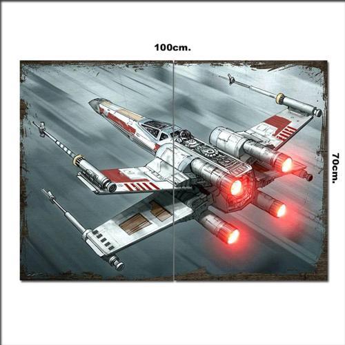 Ahşap Tablo Starship X-Wing Savaş Uzay Gemisi Görseli 70*100Cm