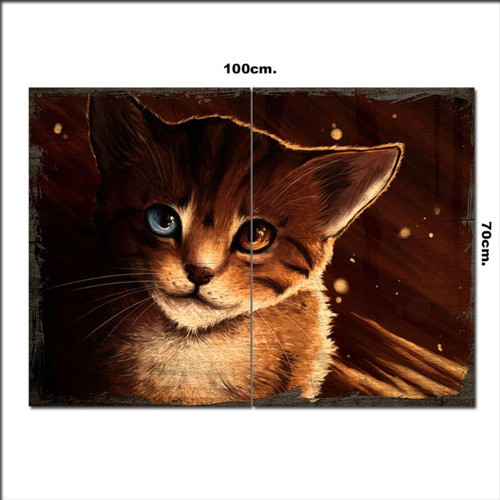 Ahşap Tablo Van Kedisi Tarz 70*100Cm