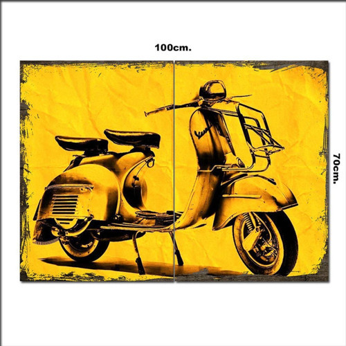Ahşap Tablo Vespa Motorsiklet 70*100Cm