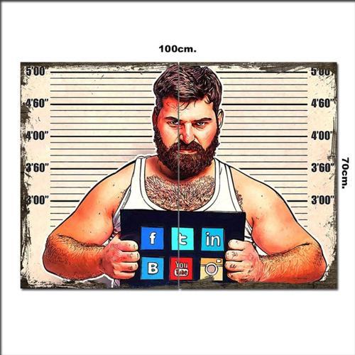 Ahşap Tablo Suçlu Sosyal Ağ 70*100Cm
