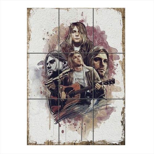 Kurt Cobain Tasarım 9 Parça Puzzle Tablo