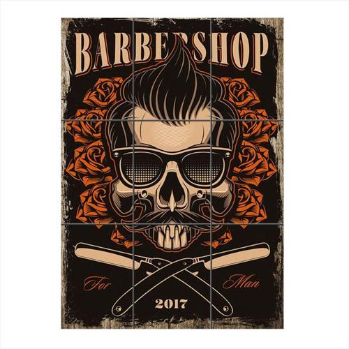 Barber Shop Tasarım 9 Parça Puzzle Tablo