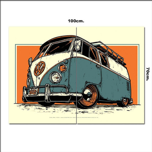 Ahşap Tablo Volkswagen Minibüs Görseli 70*100Cm