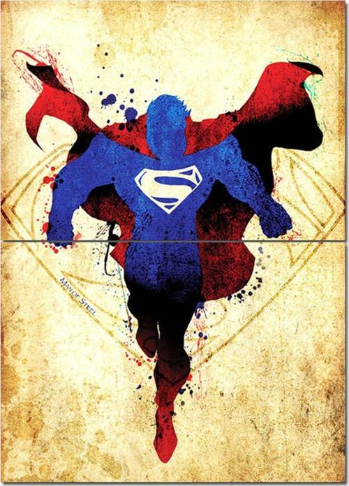 Ahşap Tablo Sulu Boya Süpermen Görseli Modern Mdf Tablo