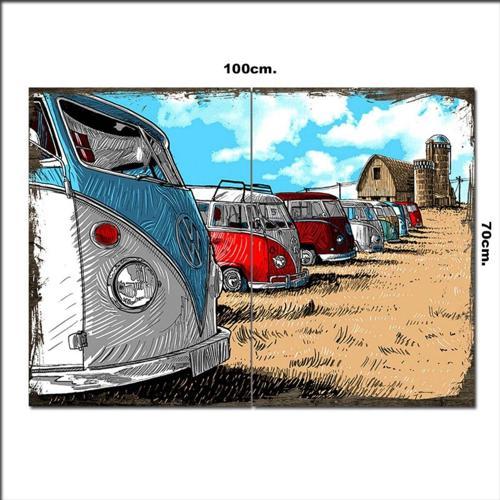 Ahşap Tablo Volkswagen Minübüsler 70*100Cm