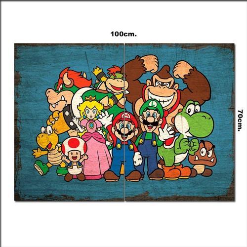 Ahşap Tablo Super Mario Ekibi Desenli 70*100Cm