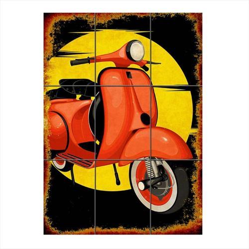 Vespa Motosiklet Mdf 9 Parça Puzzle Tablo