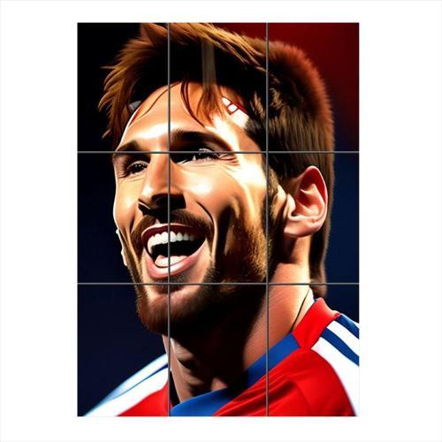 Lionel Messi Futbol Temalı Mdf 9 Parça Puzzle Tablo