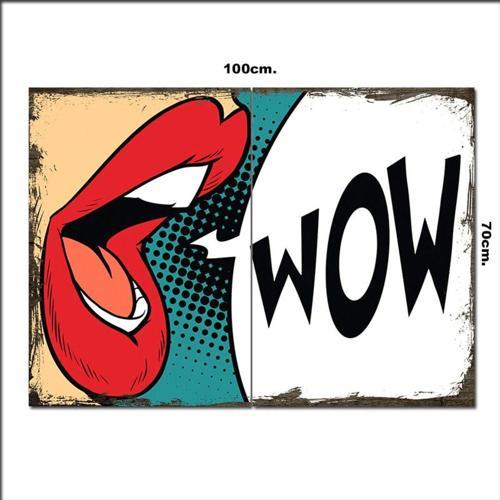 Ahşap Tablo Wow Bağıran Kız 70*100Cm