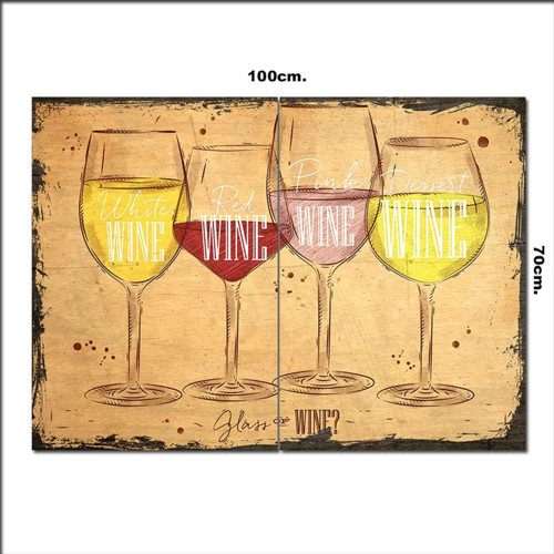 Ahşap Tablo Şarap Türleri 70*100Cm