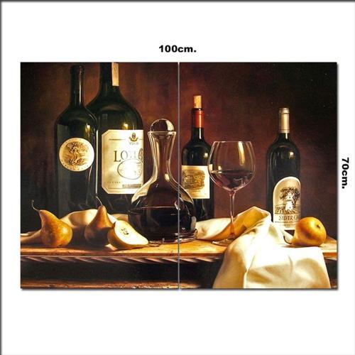 Ahşap Tablo Şaraplar Ve Kadeh Görseli 70*100Cm