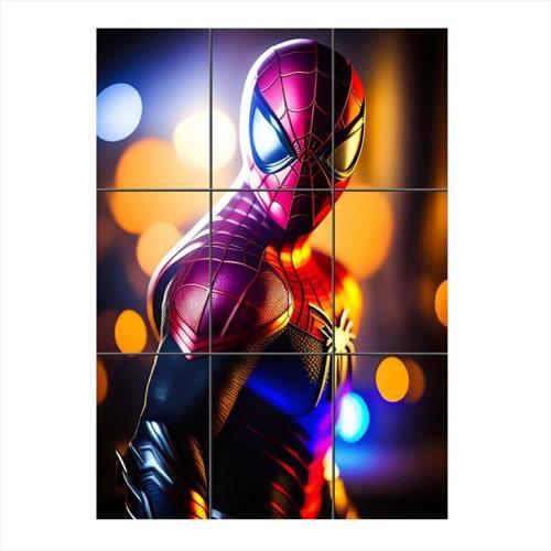 Örümcek Adam Temalı Mdf 9 Parça Puzzle Tablo