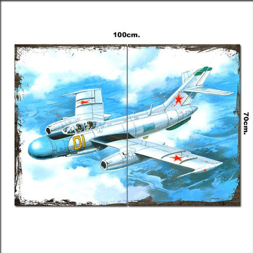 Ahşap Tablo Yak 25M Savaş Uçağı 70*100Cm