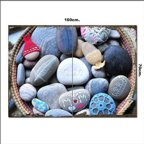 Ahşap Tablo Taşlar Ve Yazılar 70*100Cm