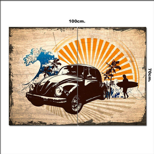 Ahşap Tablo Tatil Ve Vosvos Baskılı 70*100Cm