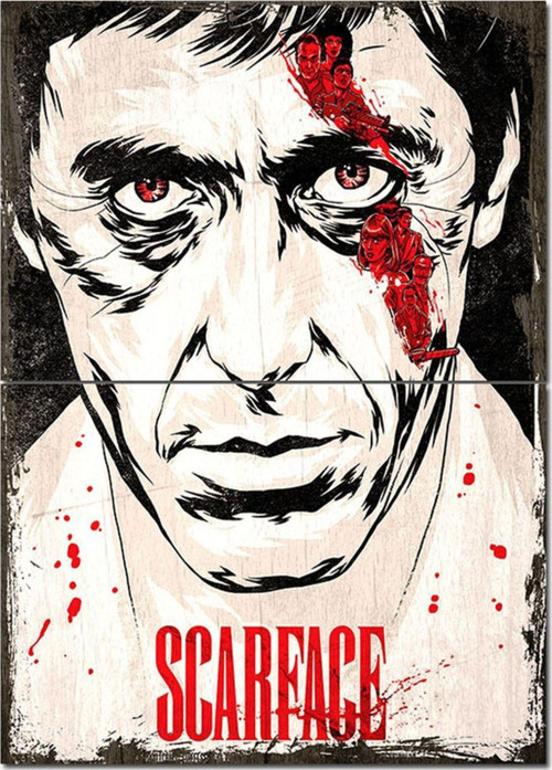 Ahşap Tablo Yaralı Yüz Scarface Model Ahşap Tablo