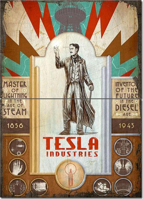 Ahşap Tablo Tesla Eskitme Model Mdf Tablo