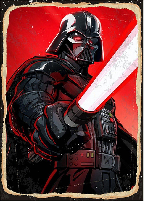 Darth Vader Ve Işın Kılıcı Hediyelik Ahşap Tablo