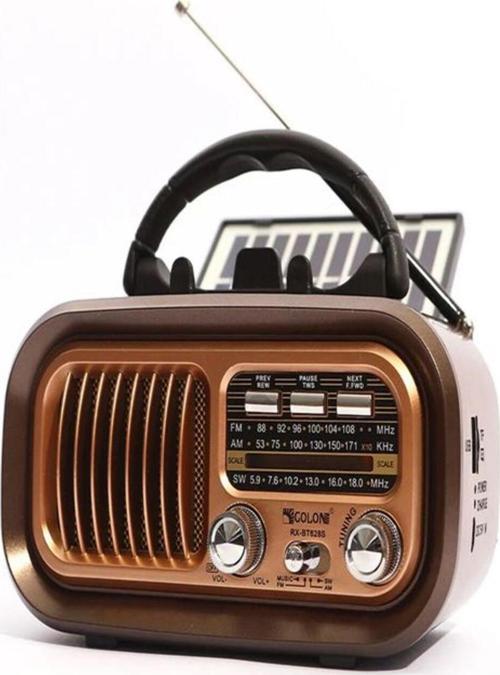 Nostaljik Görünümlü Solar Panelden Şarj Olabilen Telefon Standlı FM Radyo Bluetooth Hoparlör