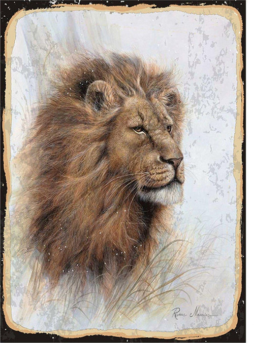 Aslan Silüeti Modern Ahşap Tablo