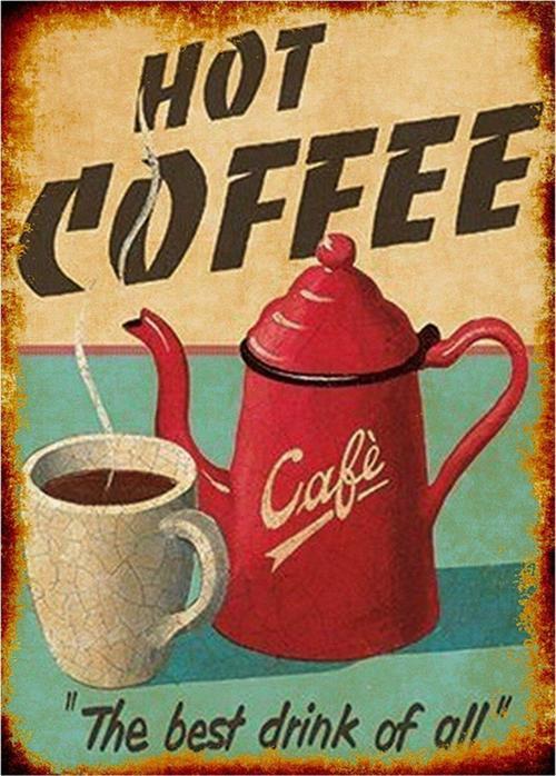Hot Coffee Desenli Ahşap Tablo