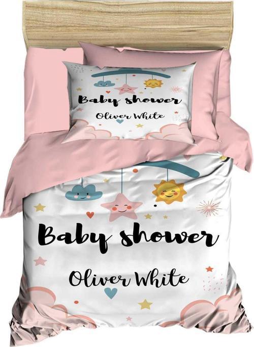 Yenidoğan Kız Bebek Nevresim Takımı %100 Pamuklu Baby Shower White