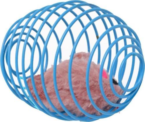 Kedi Oyuncağı Sıçrayan Spiral Yaylı Metal Fareli Kafes Kedi Oyun Topu