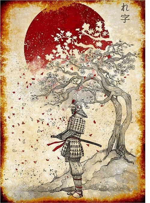 Japon Temalı Samuray Mdf Poster