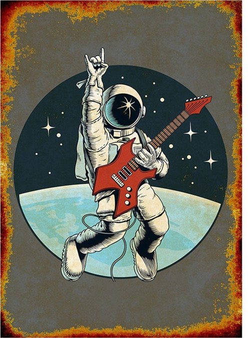 Metalci Astronot Model Ahşap Tablo
