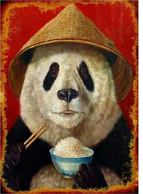 Pilav Yiyen Panda Desenli Mdf Tablo