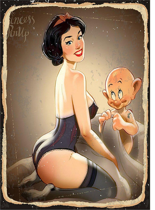 Pin Up Pamuk Prenses Model Ahşap Tablo