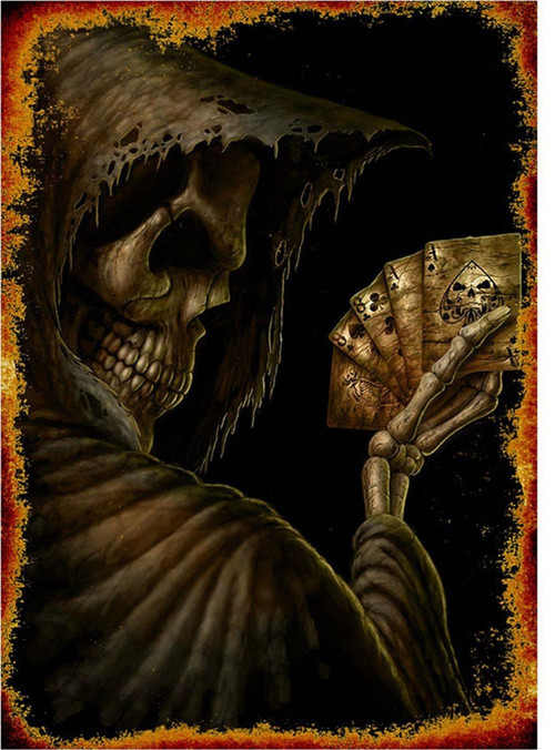 Poker Oynayan İskelet Art Mdf Poster