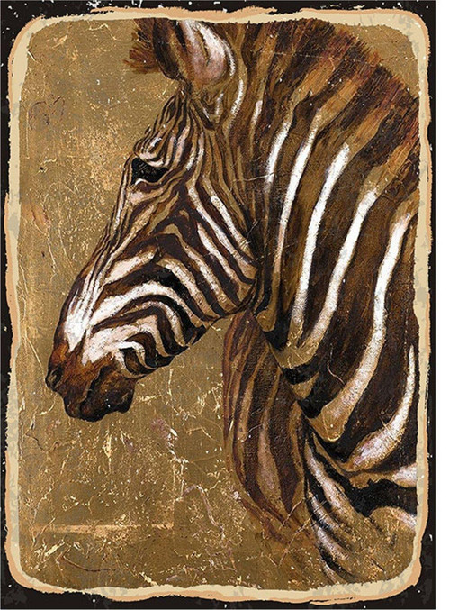 Retro Zebra Hediyelik Ahşap Tablo