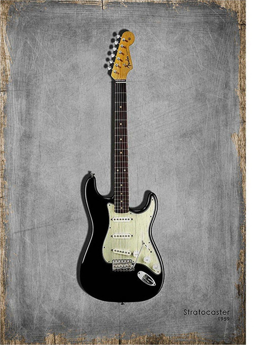 Siyah Fender Gitar Tasarım Mdf Tablo