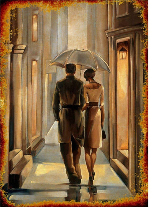 Şemsiyeli Çift Art Mdf Tablo