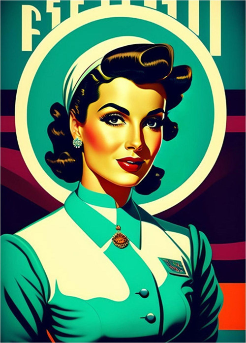 Retro Güzel Kadın Poster Mdf Tablo